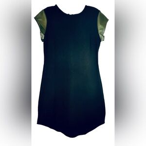 House‎ Of Wallace LC Dress Black Green Zip Up Stretch Midi Size XS NWT